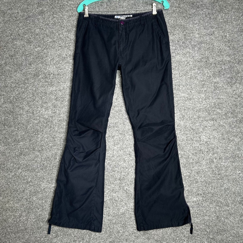 Anchor Blue Womens Black Utility Pants Y2K Zipper Hem Cargo Trousers Size 9